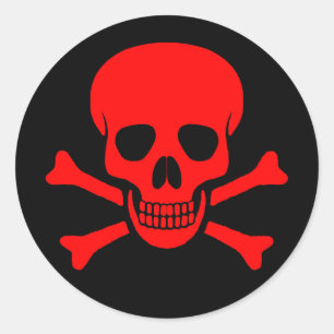 Etiqueta vermelha do crânio & dos Crossbones