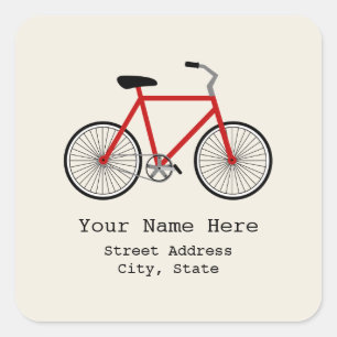 Etiqueta vermelha do endereço da bicicleta