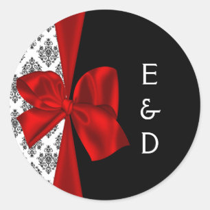 etiqueta vermelha do monograma do casamento