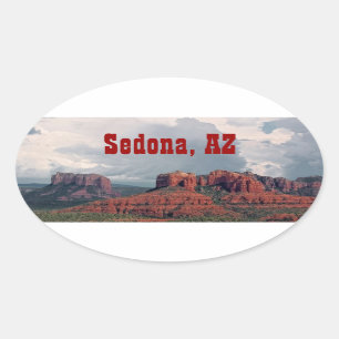 Etiqueta vermelha do Oval da rocha de Sedona