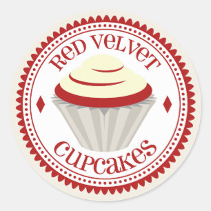 Etiqueta vermelha dos cupcakes de veludo
