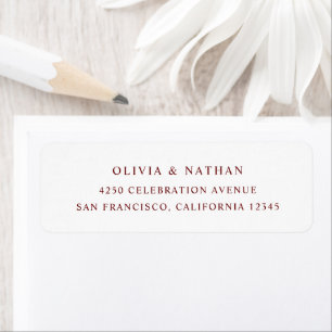 Etiqueta Vermelho branco e escuro Texto Elegante simples