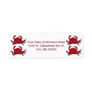 Etiqueta Vermelho cozinhados Hardshell Caranguejos Costume