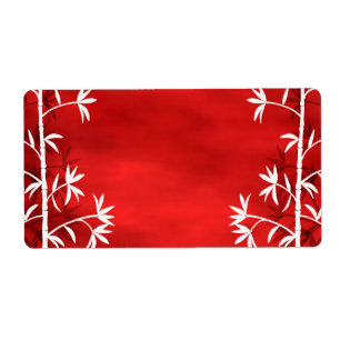 Etiqueta Vermelho de bambu branco