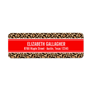 Etiqueta Vermelho e impressão do leopardo