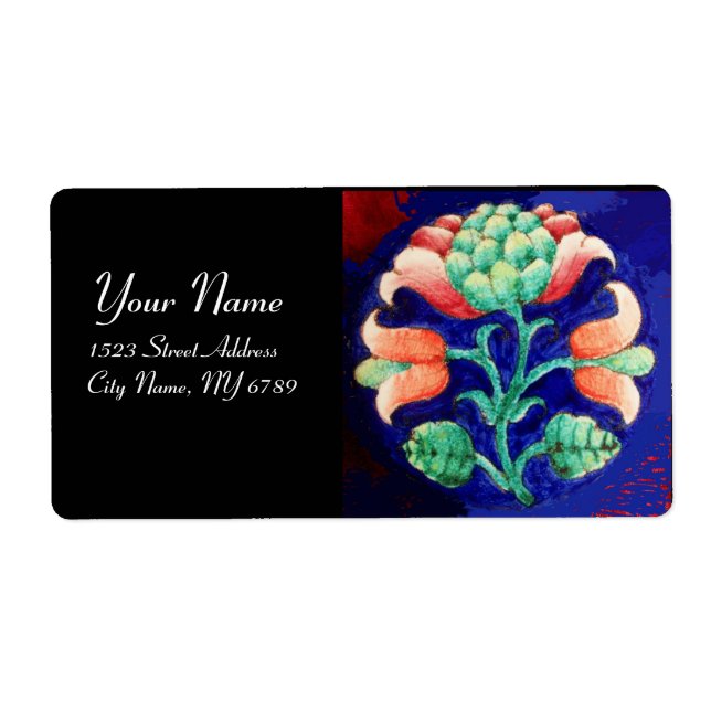 Etiqueta Vermelho FLORAL Azul Verde (Frente)