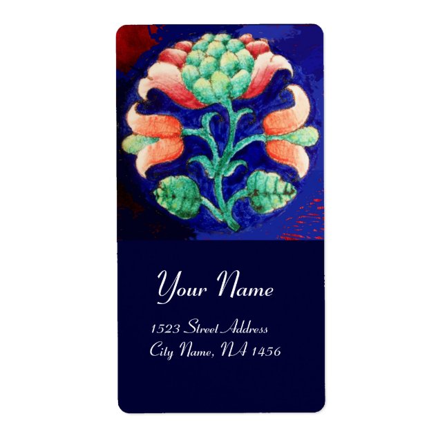 Etiqueta Vermelho FLORAL Azul Verde (Frente)