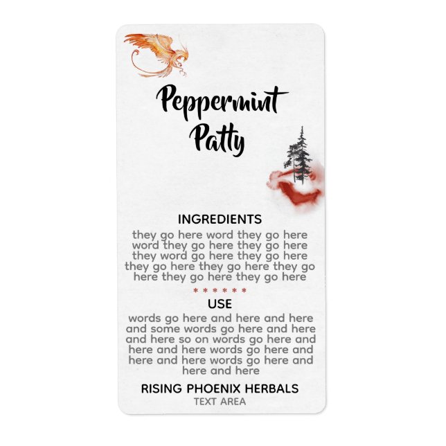 Etiqueta *~* Vert Phoenix Ascensão Pine Trees Orange Burgun (Frente)