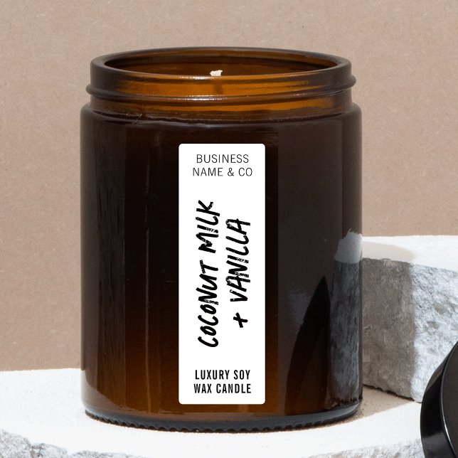 Etiqueta Vertical Fina da Vela Preta e Distante (Minimalist rustic black and white thin vertical candle jar label)