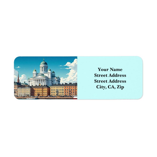 Etiqueta Viagem Helsinque Finlândia (Frente)