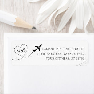Etiqueta Viagem Theme Wedding Black White Return Endereço