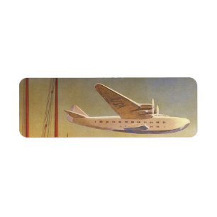 Etiqueta Viagens vintage, avião sobre lixo em Hong Kong