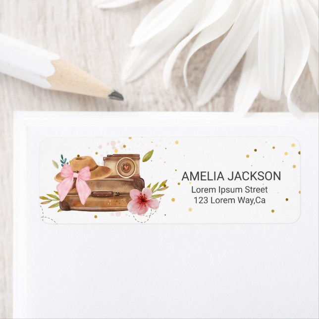 Etiqueta Viajando de Senhorita a Senhora chá de panela retr (Insitu)