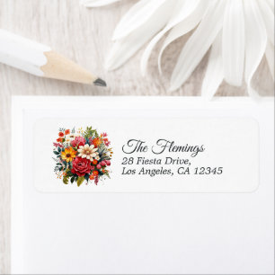Etiqueta Vibrant Watercolor Floral Fiesta