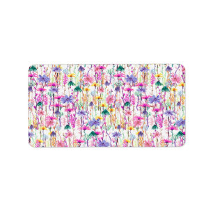 Etiqueta Vibrant Watercolor Wildflowers
