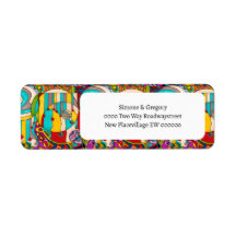 Vidro colorido colorido com deco de arte moderno