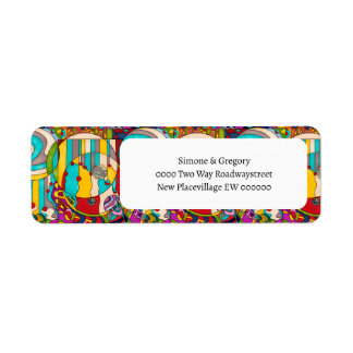 Etiqueta Vidro colorido colorido com deco de arte moderno