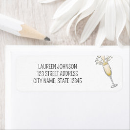 Etiqueta Vidro de Champanhe de Ano Novo