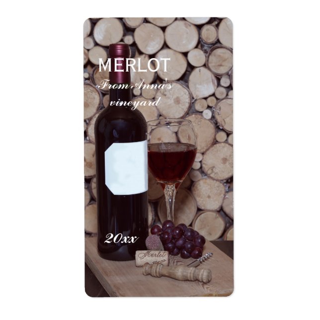 Etiqueta Vidro e garrafa de vinho tinto (Frente)