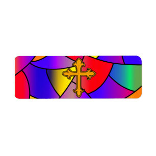 Etiqueta Vidro Fosco e Cruz Religioso