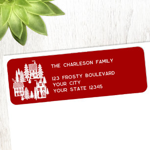 Etiqueta Village Red and White Return Address