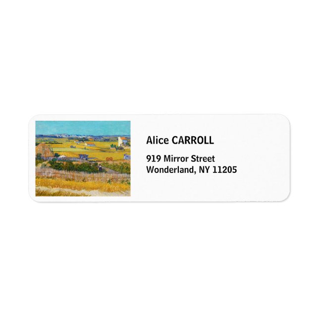 Etiqueta Vincent van Gogh - Colheita em La Crau (Frente)