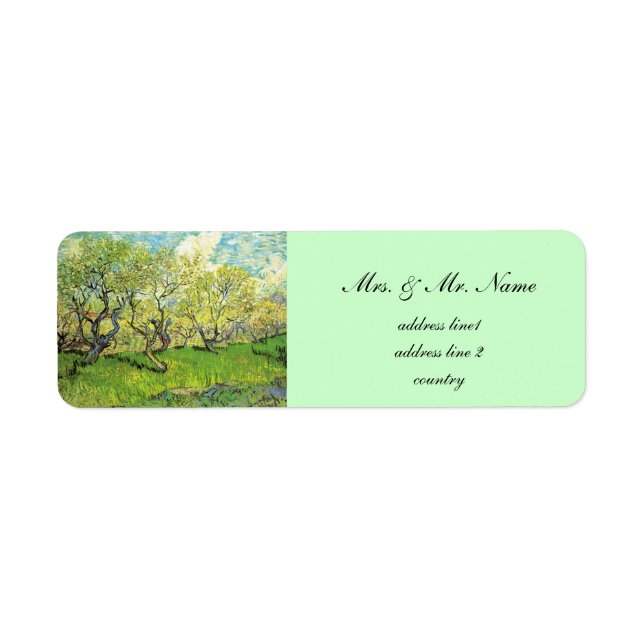 Etiqueta Vincent van Gogh,Pomar em Flor (Frente)