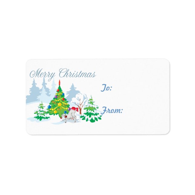 Etiqueta Vinheta-etiqueta de presente de Natal para cabra (Frente)