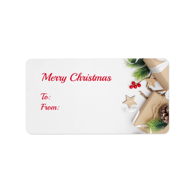 Etiqueta Vinhetas de retângulo de Natal agradáveis (Frente)