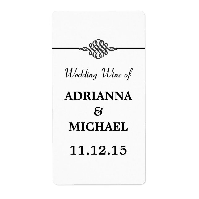 Etiqueta Vinho branco preto e simples (Frente)