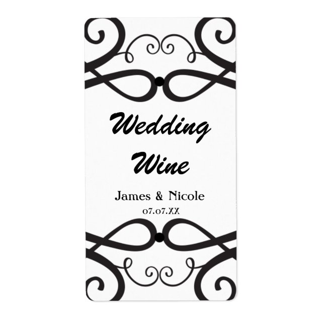 Etiqueta Vinho Clássico Preto e Branco Vintage Chic (Frente)