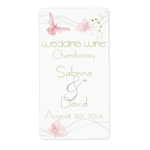 Etiqueta Vinho De Casamento De Lírios Rosa De Jardim