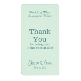 Etiqueta Vinho De Casamento De Tons Azuis Obrigado