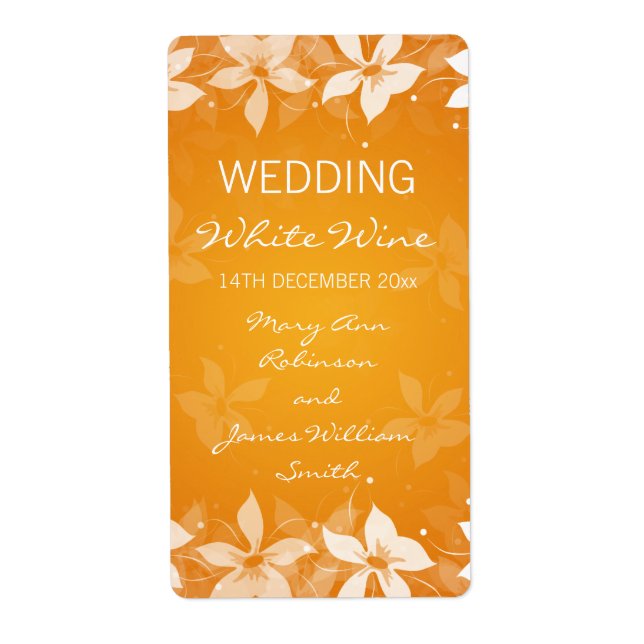 Etiqueta Vinho De Casamento Floral Marca Sangue Exótico Lar (Frente)