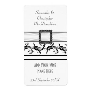 Etiqueta Vinho de casamento preto e branco