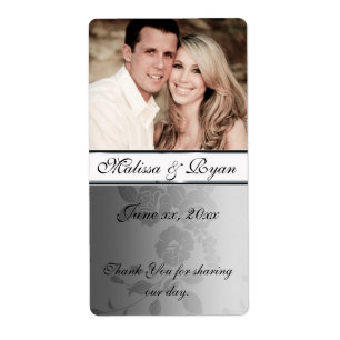 Etiqueta Vinho de Casamento Rótulo de Prata Damasco