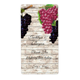 Etiqueta Vinho De Casamento, Uvas Vintage, Madeira Rústica,