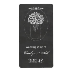 Etiqueta Vinho do casamento do frasco de pedreiro do quadro