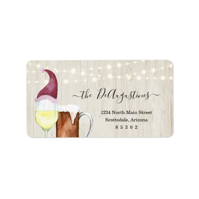 Etiqueta Vinho e Cerveja e Feriado Endereço de Regresso (Frente)