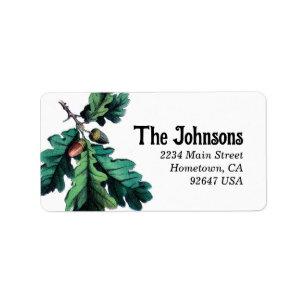 Etiqueta Vintage Acorn Oak Tree Return Label Cottagecore