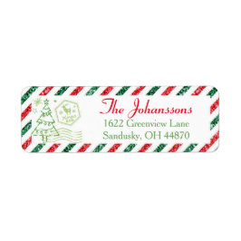 Etiqueta Vintage Air Mail Endereço de Devolução de Natal