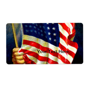 Etiqueta Vintage American Flag USA, 4 de julho