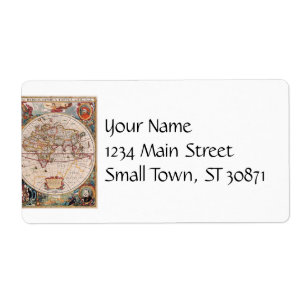 Etiqueta Vintage Antique Velho Mapa do Mundo Design Impress