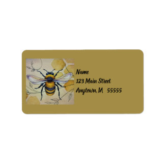 Etiqueta Vintage Bee No. 1 e Honeycomb Watercolor Art