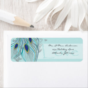 Etiqueta Vintage Birds Musical Love Peacock Feather Endereç