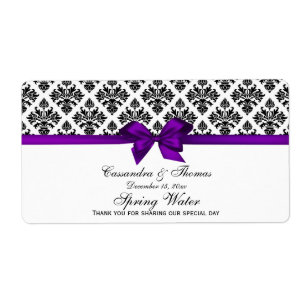 Etiqueta Vintage Blk Wht Damask Purple H WaterLabel