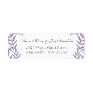 Etiqueta Vintage Botânica de Casamento Roxo lavanda