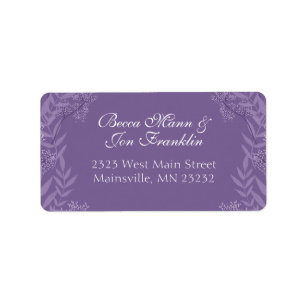 Etiqueta Vintage Botânica de Casamento Roxo lavanda