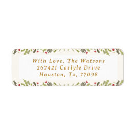 Etiqueta vintage botanical christmas return address