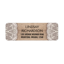 Etiqueta vintage burlap & lace return address